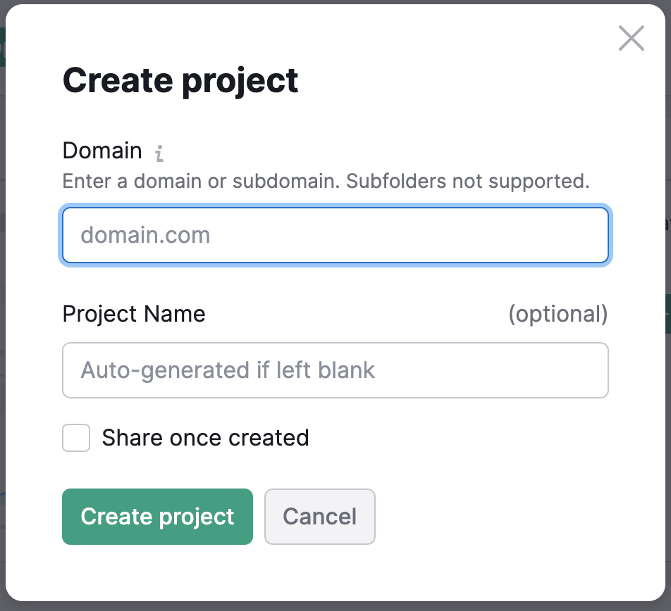 Semrush Create Project